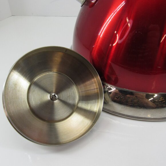 Master Class Premium Collection Red Stainless Steel 2.5Qt Whistling Tea Kettle - Picture 5 of 8